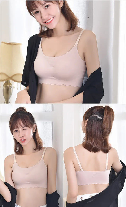 Seamless Bras for Woman Wireless Underwear Ice Silk Removable Padded Bralette Breathable Comfortable One Piece Brassier